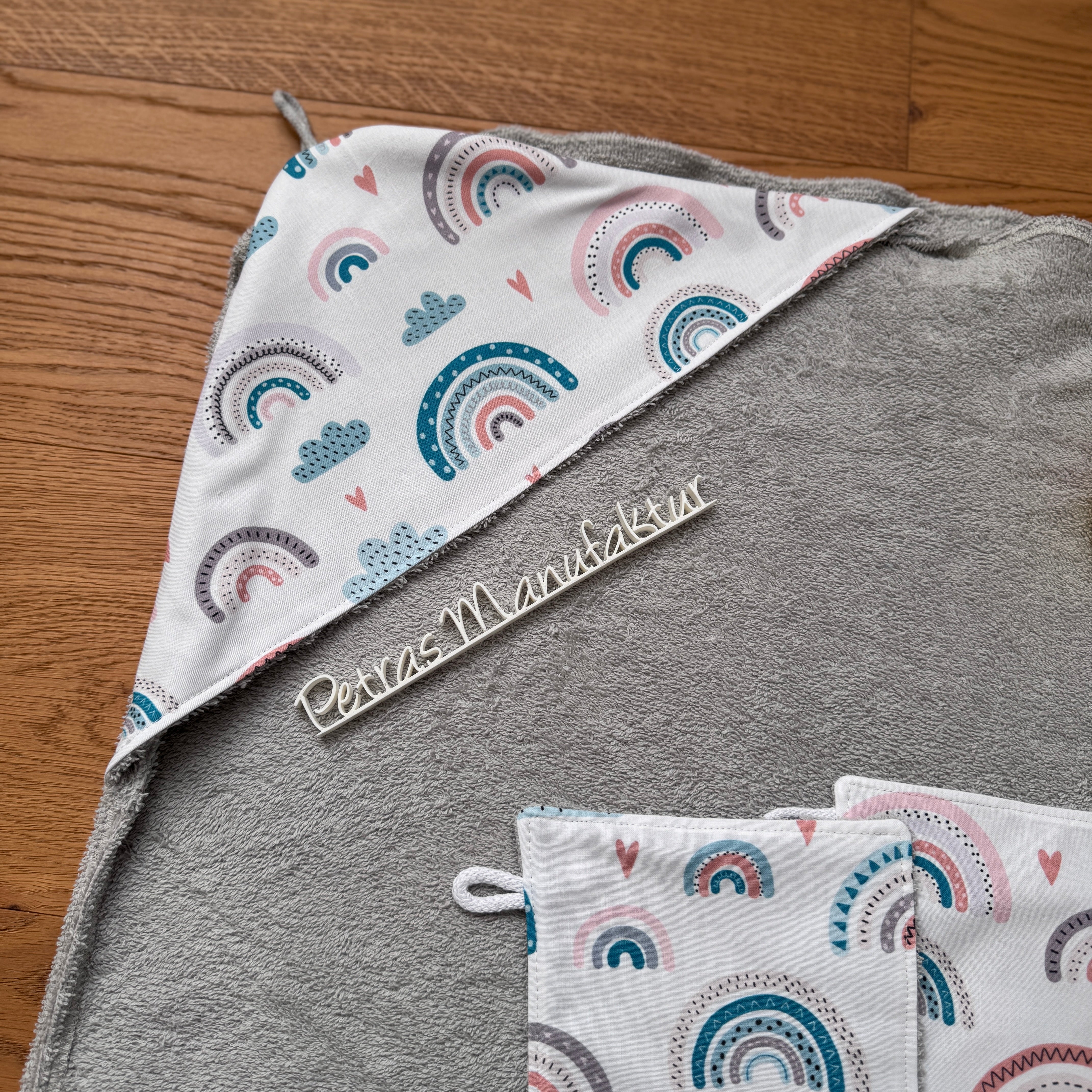 Badetuch-Set „Regenbogen & Wolken“